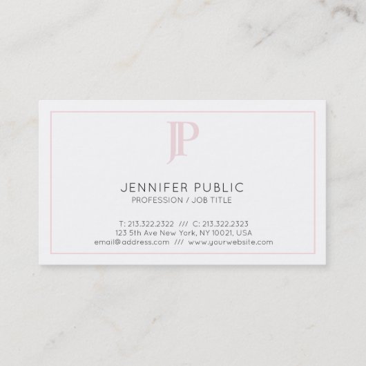 Trendy Creative Monogrammed Professional Plain Visitekaartje (Achterkant)