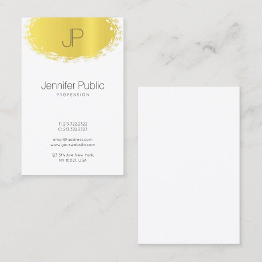 Trendy Creative Monogrammed Sleek Plain Gold Kijk Visitekaartje (Voorkant / Achterkant)