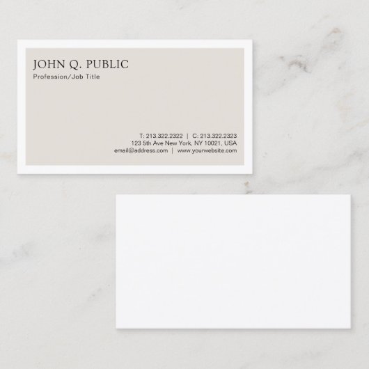Trendy Creative Plain Modern Minimalistisch Design Visitekaartje (Voorkant / Achterkant)