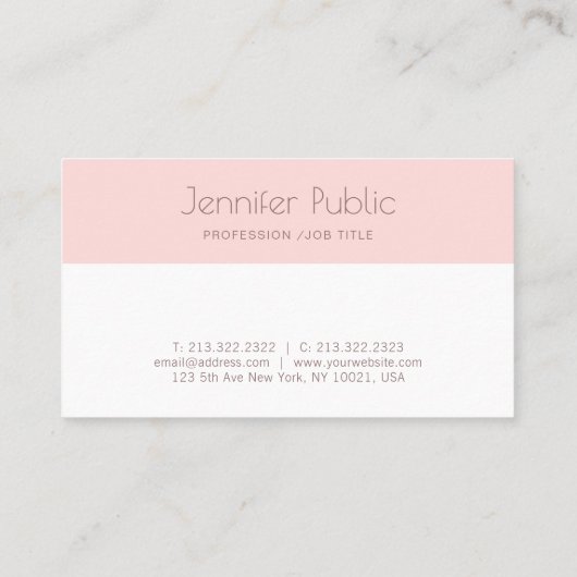 Trendy Creative Simple Blush Pink Plain Visitekaartje (Achterkant)