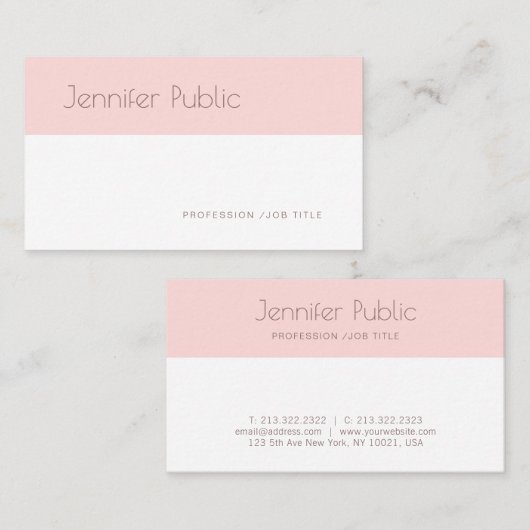 Trendy Creative Simple Blush Pink Plain Visitekaartje (Voorkant / Achterkant)