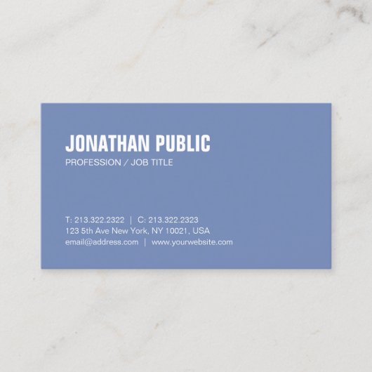 Trendy Creative Simple Design Blue Plain Luxe Visitekaartje (Voorkant)