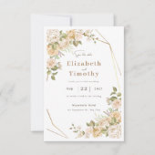 Trendy crème Bewaar de datum bruiloft uitnodiging (Voorkant)