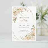 Trendy crème Bewaar de datum bruiloft uitnodiging (Staand voorkant)