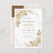 Trendy crème Bewaar de datum bruiloft uitnodiging (Voorkant / Achterkant)