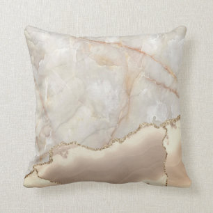 Trendy Crème Marmer Steen Textuur Gouden Afwerking Kussen
