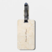 Trendy Crème Marmerstructuur, met Monogram-persona Bagagelabel (Achterkant verticaal)