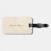 Trendy Crème Marmerstructuur, met Monogram-persona Bagagelabel (Achterkant horizontaal)