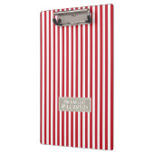 Trendy Crimson Helder Rood & Wit Gestreept Elegant Klembord (Links)