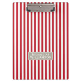 Trendy Crimson Helder Rood & Wit Gestreept Elegant Klembord (Voorkant)