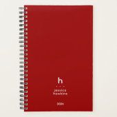 Trendy Crimson Red Modern Monogram Weekly Planner (Voorkant)