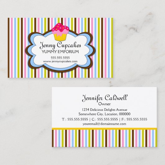 Trendy Cupcake Bakery Visitekaartje (Voorkant / Achterkant)