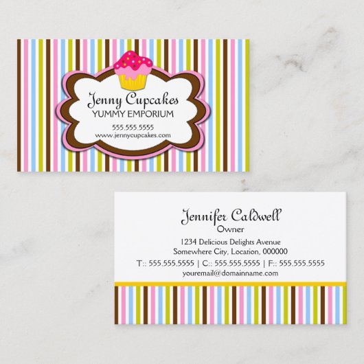 Trendy Cupcake Bakery Visitekaartje (Voorkant / Achterkant)