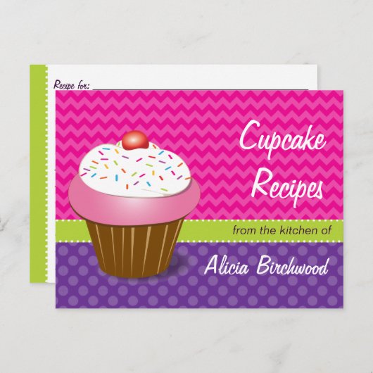 Trendy Cupcake Recipe Briefkaart (Voorkant / Achterkant)