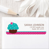 Trendy cupcake roze polka dot etiket (Insitu)