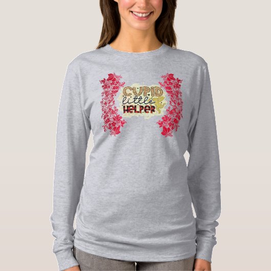 Trendy Cupid Valentijnsdag Long Meve T-shirt (Voorkant)