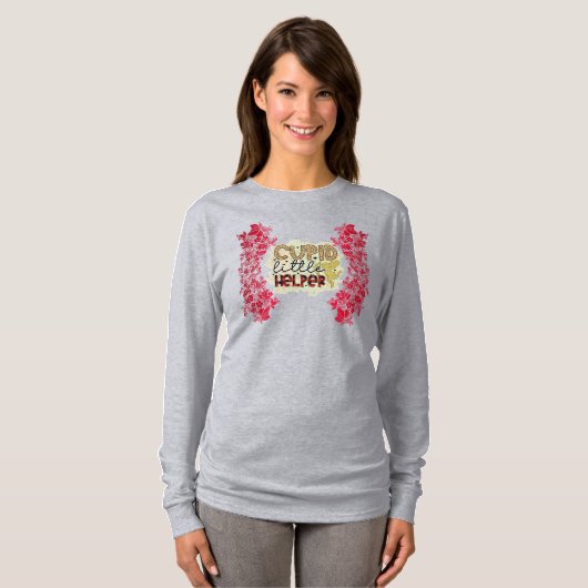 Trendy Cupid Valentijnsdag Long Meve T-shirt (Voorkant volledig)