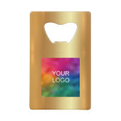 Trendy Custom Business Logo QR Code Url Faux Gold Creditkaart Flessenopener (Voorkant)