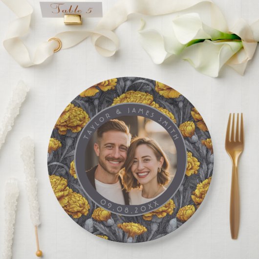 Trendy Custom Carnation Flower Spring Wedding Papieren Bordje (Huwelijk)