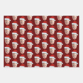Trendy Custom Gezicht Foto Santa Hat Kerstmis Inpakpapier Vel (Voorkant 3)