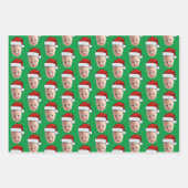 Trendy Custom Gezicht Foto Santa Hat Kerstmis Inpakpapier Vel (Voorkant 2)