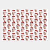Trendy Custom Gezicht Foto Santa Hat Kerstmis Inpakpapier Vel (Voorkant)