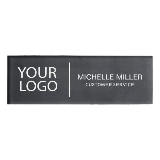 Trendy Custom Logo Medewerker Personeel zwart wit Naambadge (Voorkant)