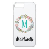 Trendy Custom Monogram Floral Wreath Case-Mate iPhone Case (Achterkant)
