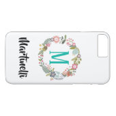 Trendy Custom Monogram Floral Wreath Case-Mate iPhone Case (Achterkant (Horizontaal))