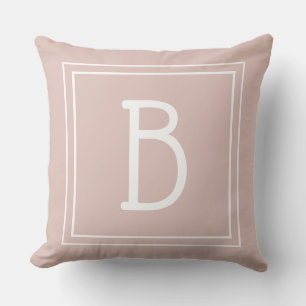 Trendy Custom Monogrammed Initiaal Chique Roze Wit Kussen