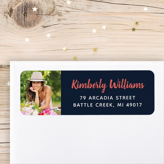 Trendy Custom Photo Afstuderen Return Address Etiket