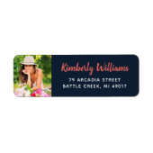 Trendy Custom Photo Afstuderen Return Address Etiket (Voorkant)