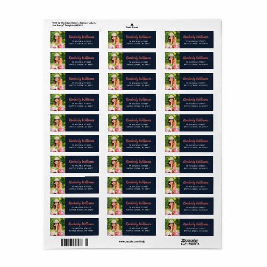 Trendy Custom Photo Afstuderen Return Address Etiket (Full Sheet)