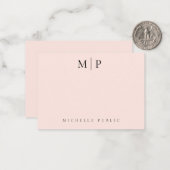 Trendy Custom Template Chic Blush Pink Monogrammed Notitiekaartje (Voorkant / Achterkant in situ)