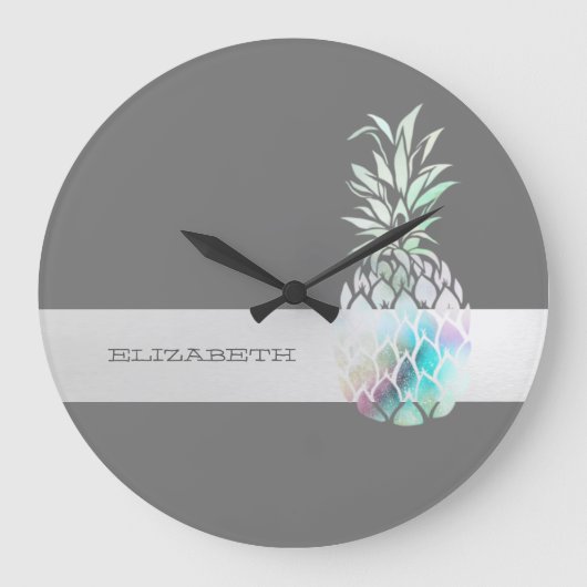 Trendy Cute Ananas,Streep -P Grote Klok (Voorkant)
