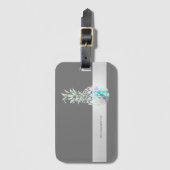 Trendy Cute Ananas,Streep -Persoonlijk Bagagelabel (Voorkant (verticaal))