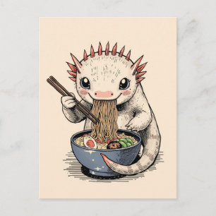 Trendy Cute Axolotl die ramen eet Japans  Briefkaart