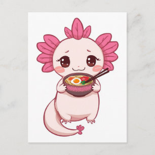 Trendy Cute Axolotl die ramen eet Japans  Briefkaart