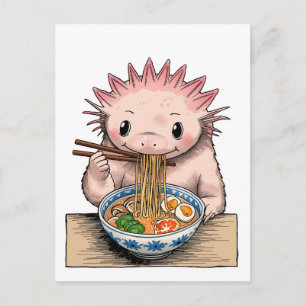 Trendy Cute Axolotl die ramen eet Japans  Briefkaart