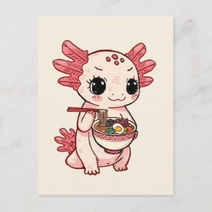Trendy Cute Axolotl die ramen eet Japans  Briefkaart