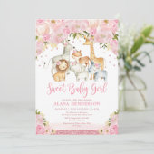Trendy Cute Baby Girl Safari Oerwoud Animals Showe Kaart (Staand voorkant)