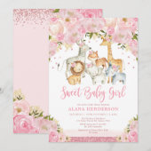 Trendy Cute Baby Girl Safari Oerwoud Animals Showe Kaart (Voorkant / Achterkant)