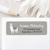 Trendy Cute Black & White Llama Sketch Etiket (Insitu)