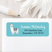 Trendy Cute Black & White Llama Sketch Etiket (Insitu)