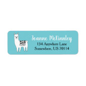 Trendy Cute Black & White Llama Sketch Etiket (Voorkant)
