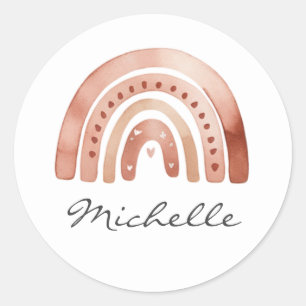 Trendy Cute Boho Waterverf Regenboog Persoonlijk Ronde Sticker