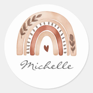 Trendy Cute Boho Waterverf Regenboog Persoonlijk Ronde Sticker