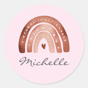 Trendy Cute Boho Waterverf Regenboog Persoonlijk Ronde Sticker