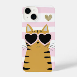 Trendy Cute Cat with Heart Shades – Perfect Gift iPhone 14 Hoesje