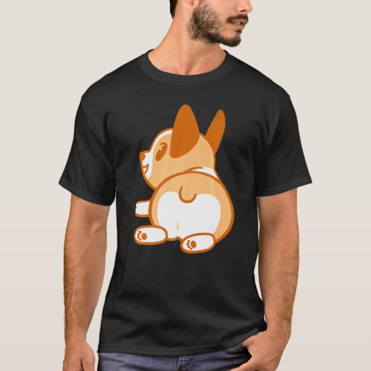Trendy Cute Corgi Achterkant Premium T-shirt (Voorkant)